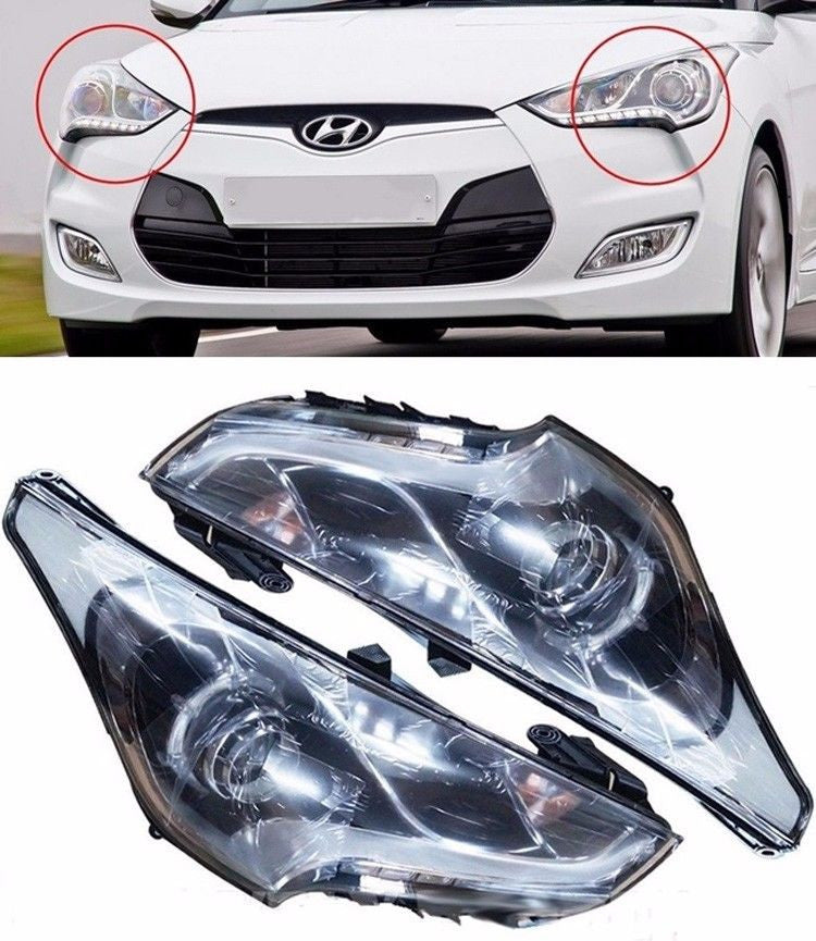 OEM LED Position Projection Head light Lamp Set for 12 - 14 Hyundai Veloster