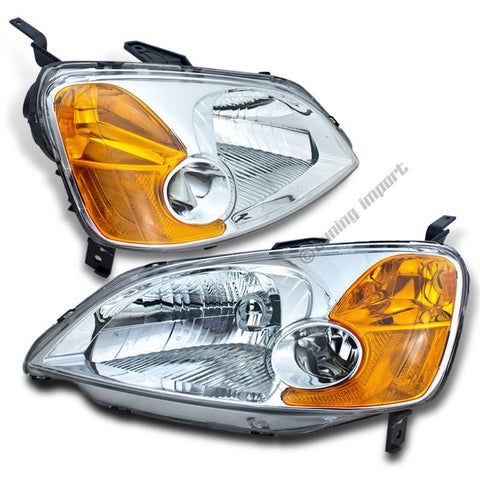2001 2002 2003 HONDA CIVIC EX LX JDM STYLE PAIR LH+RH VISION HEADLIGHTS W AMBER